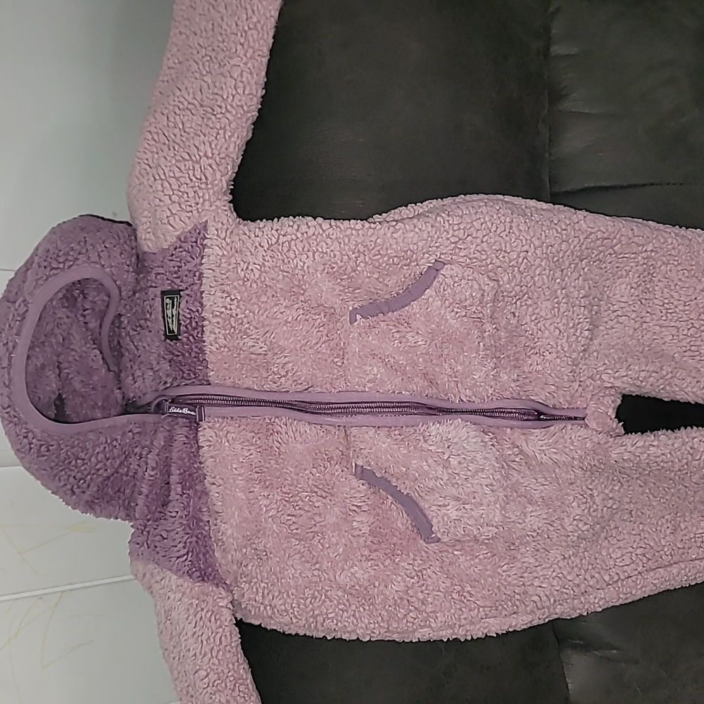 Eddie Bauer Purple Furry  Fleece Plush Coverall Bunting  | 18-24m